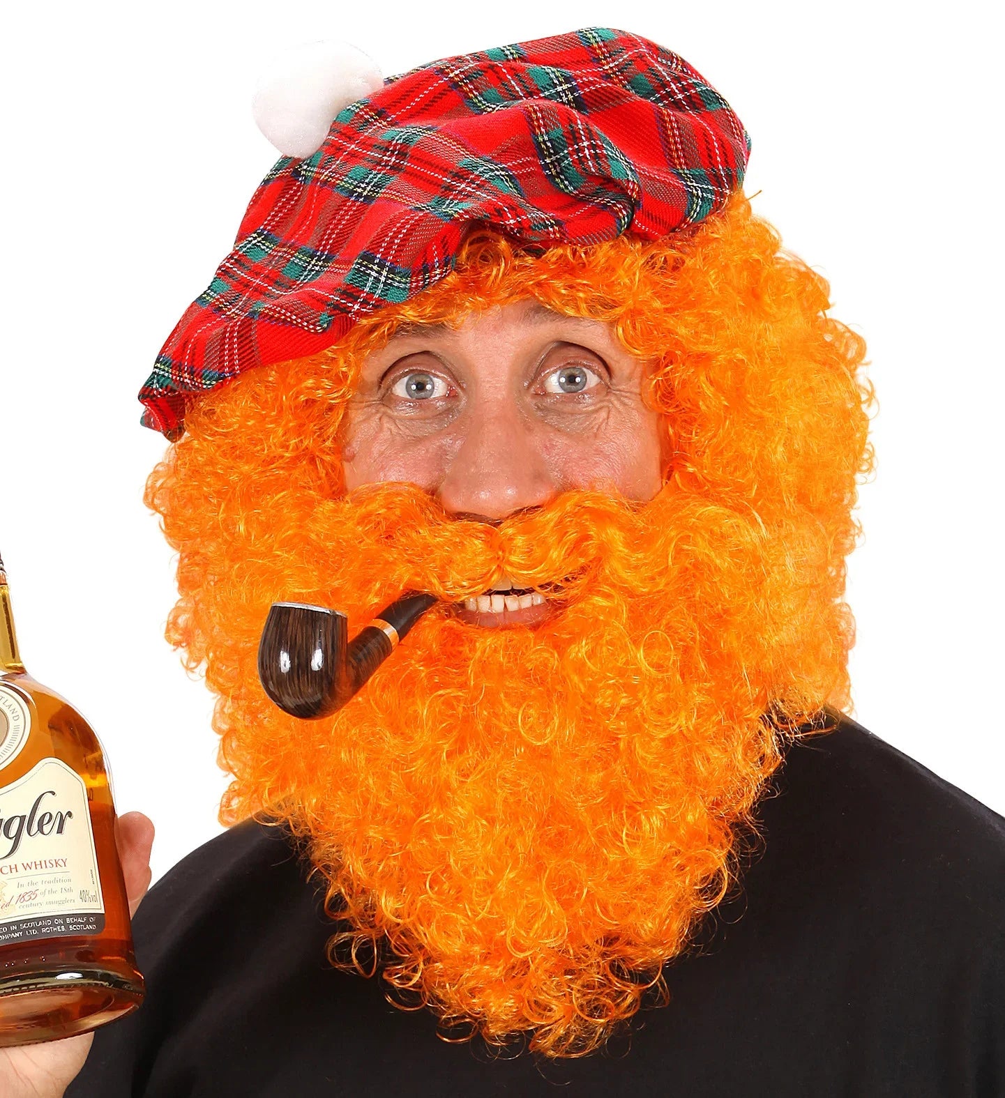 Peluca Naranja Rizada con Barba Pelucas Naranjas Widmann